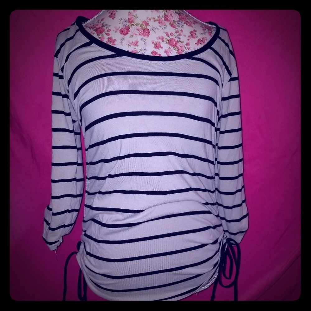 Maternity blouse black and cream stripes